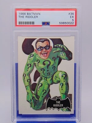 1966 Topps Batman Black Bat Graded Card #36 The Riddler Card 1 of 11 PSA EX 5 - Image 1 of 3