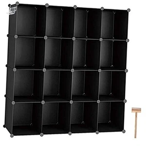 Cube Storage Organizer, 16-Cube Shelves Units, Closet Cabinet, DIY Black - Picture 1 of 8