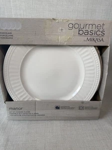 GOURMET BASICS by Mikasa Manor White Dinner Plates Set Of 4 - Picture 1 of 7