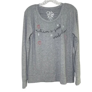 Chaser Sudadera Gris Mujer Mediana Bordada Estrella Corazón Fin de Semana Informal - Imagen 1 de 7