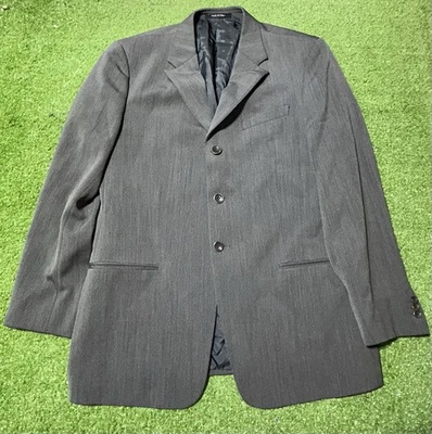 Jaqueta Blazer Armani Collezioni Cinza Lã Casaco Esportivo Botão para Baixo Tamanho 42R Masculina - Imagem 1 de 4
