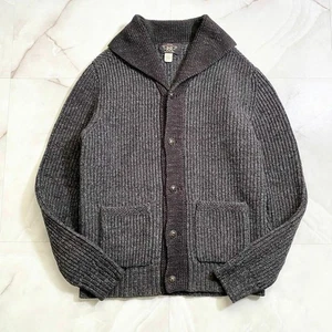 RRL Ralph Lauren Shawl Collar Chunky Knit Cardigan Gray Men’s Size M USA Vintage - Picture 1 of 9