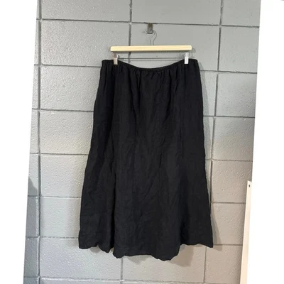 Falda midi para mujer de lino 100 % lino negra línea A talla L Lagenlook Cottagecore Foto 1 de 4