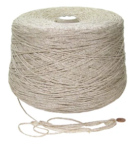 Große Kone 2,1kg (2100g) Glitzergarn Bändchengarn Häkelgarn Strickgarn goldbeige - Bild 1 von 2