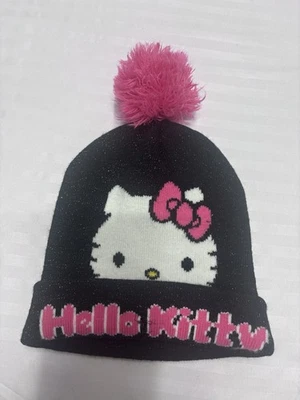 Gorro tejido Hello Kitty bordado rosa niñas niños negro rosa Foto 1 de 4