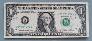 1981 A One Dollar Federal Reserve Note $1 FANCY SERIAL NUMBER G44444049D #96353 - Picture 1 of 2