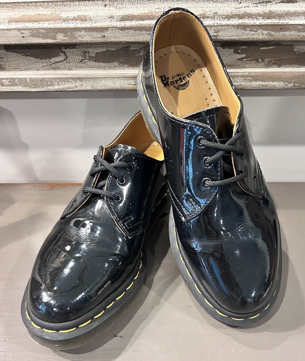 Men's Formal Zapatos Oxford Martens 1461 Tokyo Charol Mujer Negro  Y Blanco Soft Leather