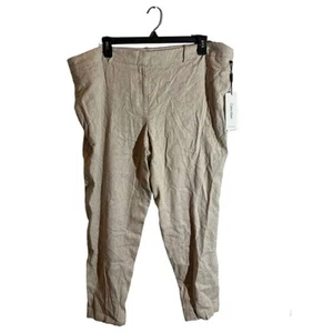 Calvin Klein Plus Size Linen Skinny Pants Womens 18W Khaki Slim High Rise NWT - Picture 1 of 6