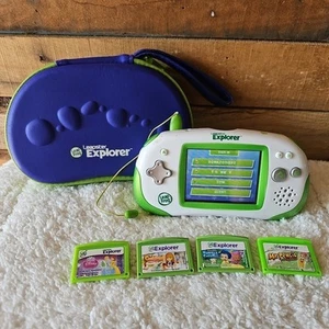 Leapfrog Leapster Explorer Handheld Learning Console & 4 Games Preschool & Case - Picture 1 of 12