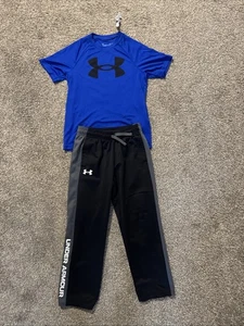 Under Armour Jugend kleine Trainingshose und neues blaues T-Shirt sportlich schön! - Bild 1 von 5
