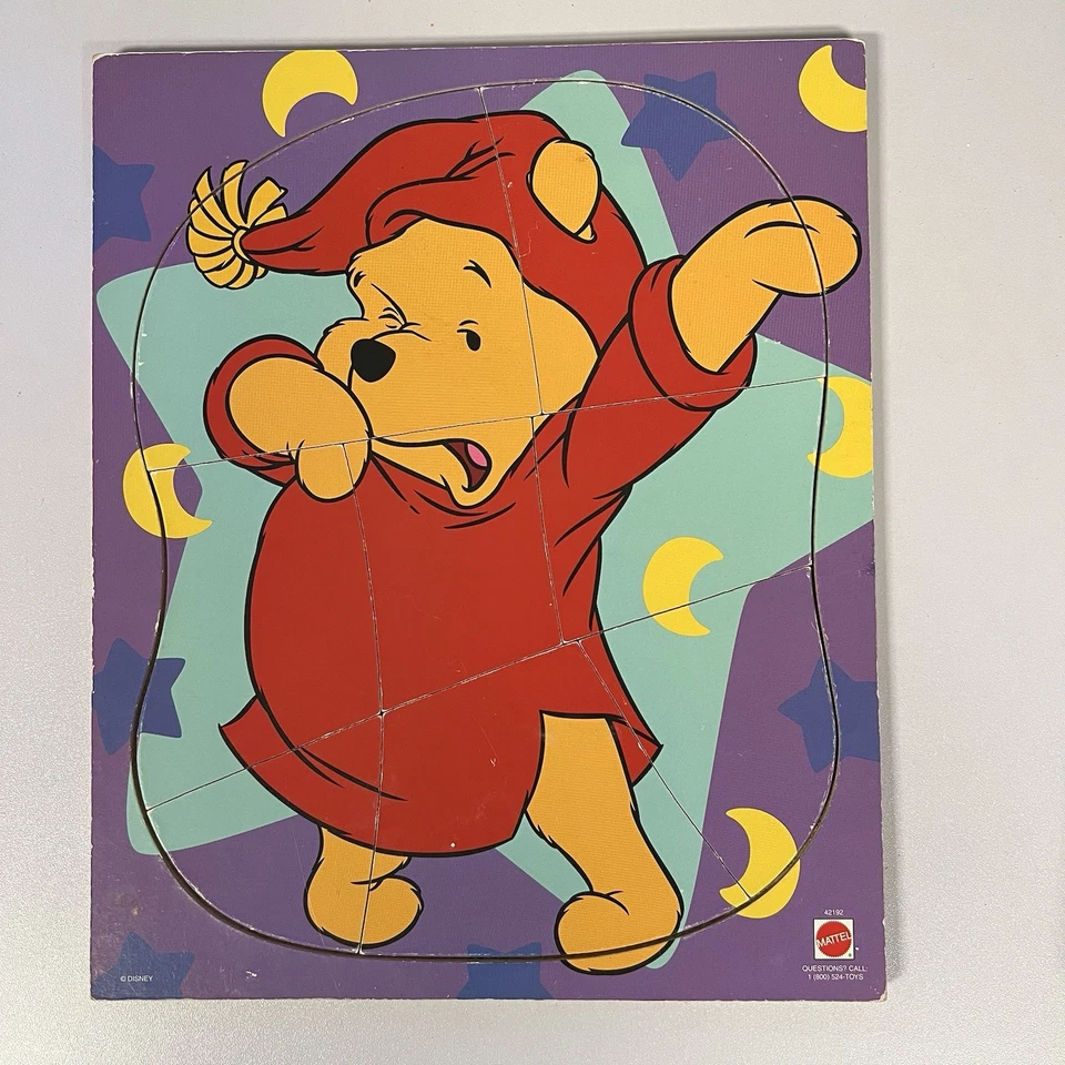 Rompecabezas de madera vintage, 8 piezas, Mattel, Sleepy Winnie the Pooh Bear, #42192 Foto 1 de 1