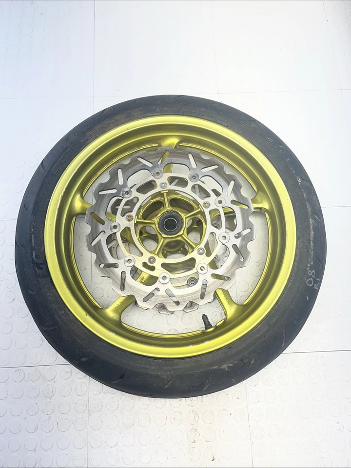 Yamaha YZF R1 2009-2011 OEM llanta delantera rotores de freno espaciadores amarillo OEM Foto 1 de 4