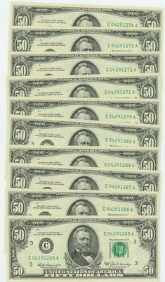 FR #2115C $50 1969A (10) Federal Reserve Notes Philadelphia Consecutive DC-6242 - Image 1 of 3