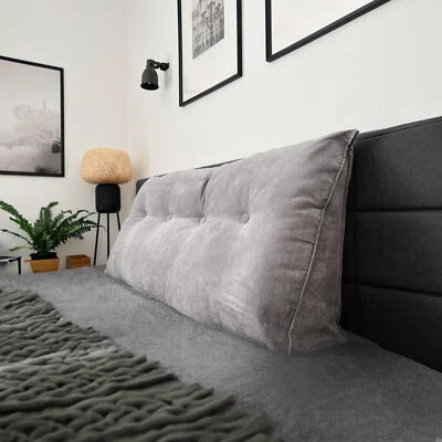 Back Cushion Wedge Cushion Suitable for Bed and Sofa - Reading Cushion Grey 70cm - Image 1 of 4