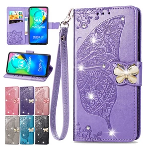 Fr Samsung A52 A32 A42 5G A12 A72 Butterfly Bling Leather Wallet Flip Case Cover - Picture 1 of 17