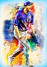 Corey Seager Texas Rangers  1/10 ACEO  Art Print Card By.Marci