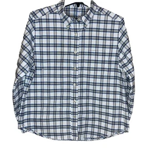 LL Bean Women’s Petite M Flannel Plaid Blue/ Yellow Long Sleeves Button Up - Picture 1 of 3