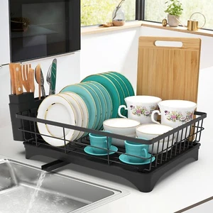 ANSHINE Large Capacity Dish Drainer Carbon Steel Dish Drying Rack Drainboard - Picture 1 of 6