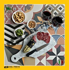 Set Aperitivo TAGLIERE in MARMO BIANCO CARRARA 42x21 Ciotola NO LEGNO POLITILENE - Foto 1 di 10