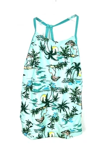 Speedo Girl’s Two Piece Blue Tankini Set, Tropical Print, Size 12 - Picture 1 of 6