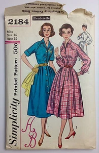 Vtg Dress 1950 SIMPLICITY Women Sewing Pattern 2184 One-Piece Dress Alphabet B36 - Picture 1 of 3