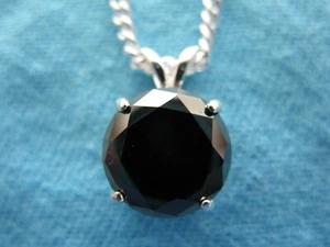 2,74ct 100% NATUR ERDE ABGEBAUT ECHTER SCHWARZER DIAMANT HALSKETTE, ZERTIFIKAT, HÜBSCH - Bild 1 von 12
