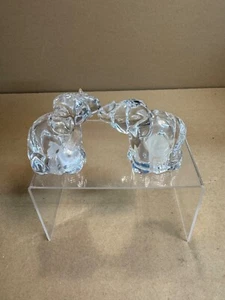 Glass Elephant Salt & Pepper Shakers 3"t Trunk Up Gorham Crystal Germany - Picture 1 of 6