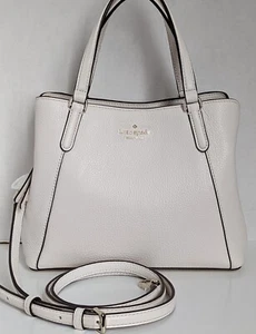 KATE SPADE Jackson Satchel Bag Medium  Leather Parchment Triple Compartment New - Picture 1 of 11