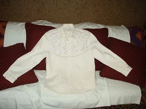 Damen Strass Nieten bestickt schwer Western Shirt Jacke Oberteil Baumwolle M ? - Bild 1 von 7