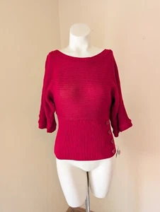Vintage Y2K Whimsigoth Knit Sweater Womens Small Red NWT Fitted Blouson Office - Picture 1 of 13