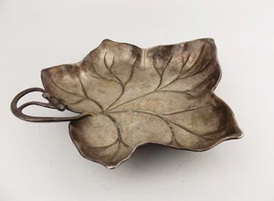 Vintage 1940s Art Nouveau WMF Pewter Silver Leaf Tray Bowl Maple Tree German - Picture 1 of 6
