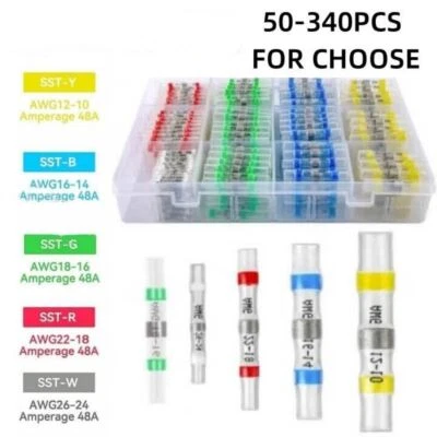 50-340Pcs Solder Seal Sleeve Connectors Heat Shrink Wire Terminal kit Waterproof - Image 1 of 4