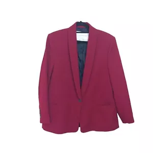 Zara Woman Studio Collection Blazer Jacket Size M/L Solid Burgundy Red Relaxed - Picture 1 of 6