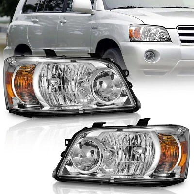 Headlight Assembly For 2004-2006 Toyota Highlander Chrome Housing Headlamps - Imagem 1 de 4