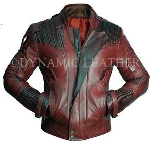 Guardians of the Galaxy 2 Star Lord Chris Pratt Maroon Real Leather Jacket - Picture 1 of 6