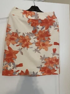 skirt Halogen pencil floral beige peach size 4 women's skirt - Picture 1 of 8