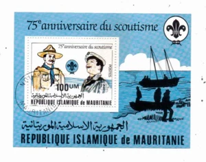 Mauritania Boy Scout sheet, 1982, 75th anniversary SS CTO--Lord Baden-Powell - Picture 1 of 1