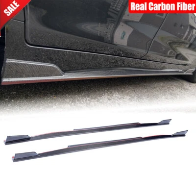 For Infiniti Q50 2014-2017 Carbon Fiber Side Skirts Extension Lip Spoiler 210cm - Image 1 of 4