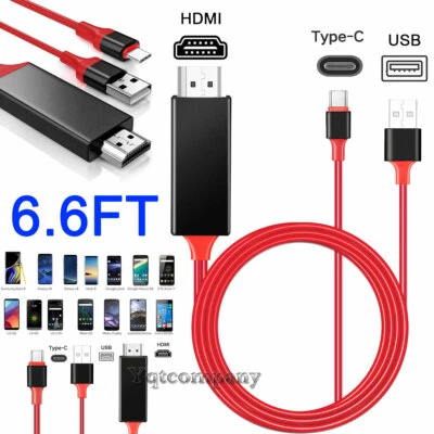 HDMI Cable Type C Phone to TV HDTV Adapter For Samsung S25 S24 S23 S21 S20 S9 S8 - Image 1 of 4