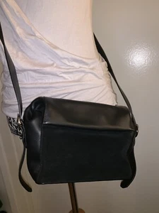All Saints Ruffle Calfskin Leather Black Shoulder Bag Crossbody - Picture 1 of 12