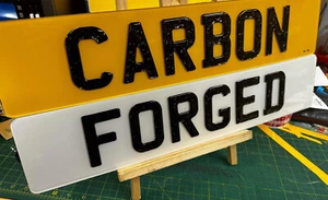 CARBON FORGED PATTERN 3D GEL NUMBER PLATES - Picture 1 of 7