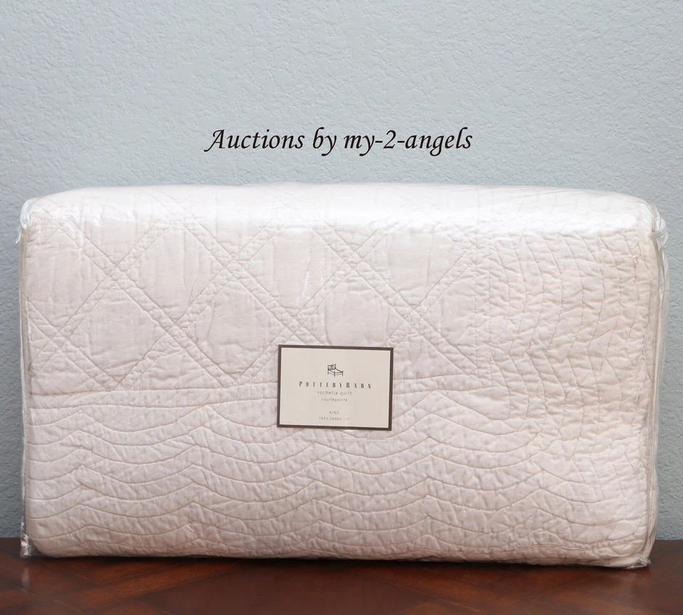 NOVA Colcha King Pottery Barn ROCHELLA PANO INTEIRO LINHO ALGODÃO MARFIM recortada ed - Imagem 1 de 1