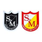 2 Qty Authentic S&M American Bicycle Co Med Sheild Bmx Sticker Decals Red Black