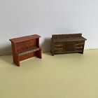 Vintage Dolls House Small Piano & Sideboard