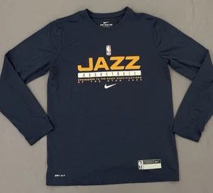 Nike T-Shirt Boys L (14/16) NBA Basketball Blue Utah Jazz Crew Neck Long Sleeve - Picture 1 of 8