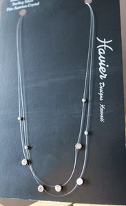 Collana Illusione Cristallo Austriaco Design Hawaiano Argento Sterling 925 Gioielli - Foto 1 di 11