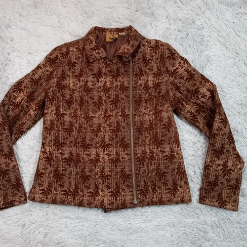 VETEMENTS Giacca donna Tsunami marrone L full zip tasche floreale paisley foderata moto