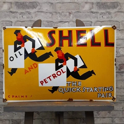 SHELL Enamel Sign 23.6x15.7" (60x40cm) Oil Vintge Porcelain retro Collector Sign - Image 1 of 4