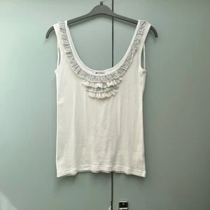 Denim Co ladies ivory frill vest top size 18 - Picture 1 of 3