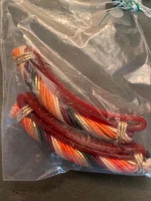 Lote de 2 pasadores pinza de pelo vintage años 70 colores tierra cordón envuelto detalles dorados Foto 1 de 2